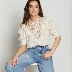 House of Harlow 1960 eyelet cream top